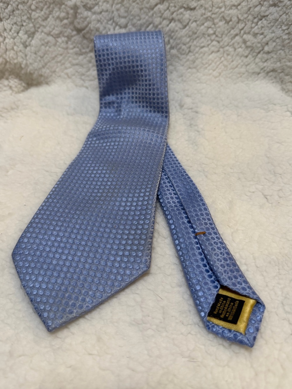 Donald J Trump Signature Collection Mens Tie Blue Silk Gold Geometric Handmade